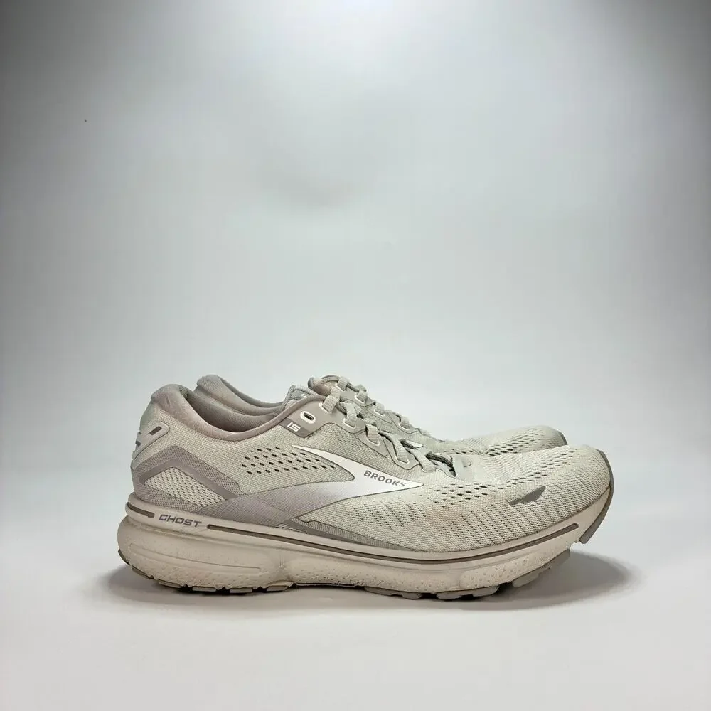 Brooks Ghost 15 Oyster Alloy White Road Running Shoes 1203801B112 Women's Sz 9.5